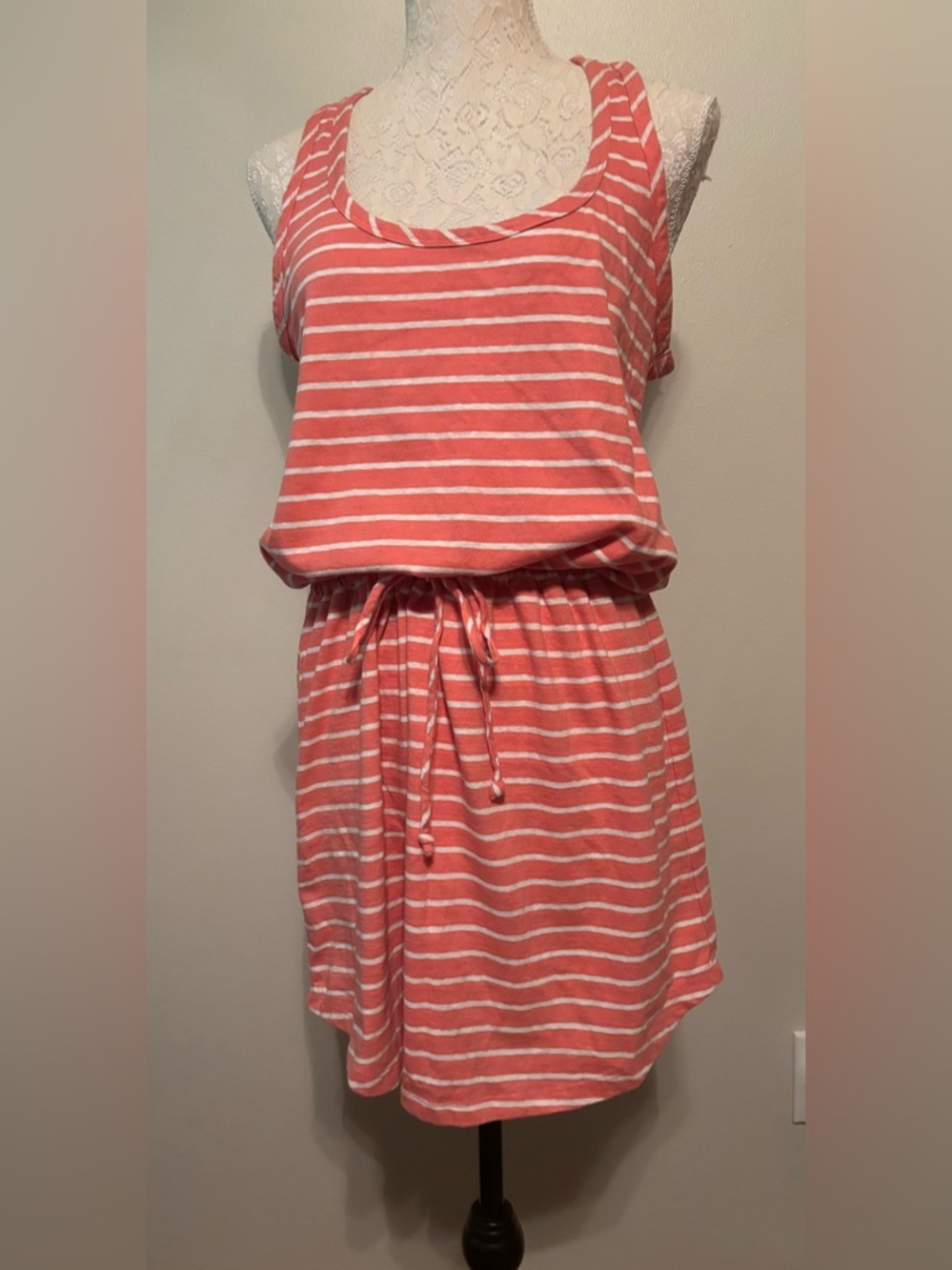 GAP Coral and White Striped Tank Dress